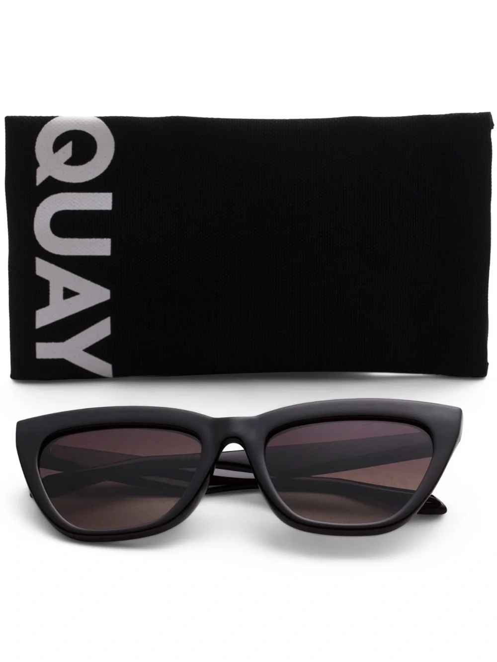 QUAY For Keeps Sunglasses Espresso Frame Brown Gradient Lens Cateye NEW